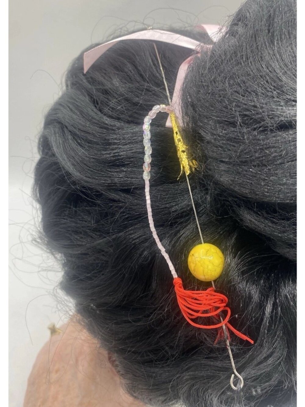 Rubies Geisha Girl Wig Black Hair Halloween Costume w/ Hair Pin Cosplay Theatre - Picture 9 of 16